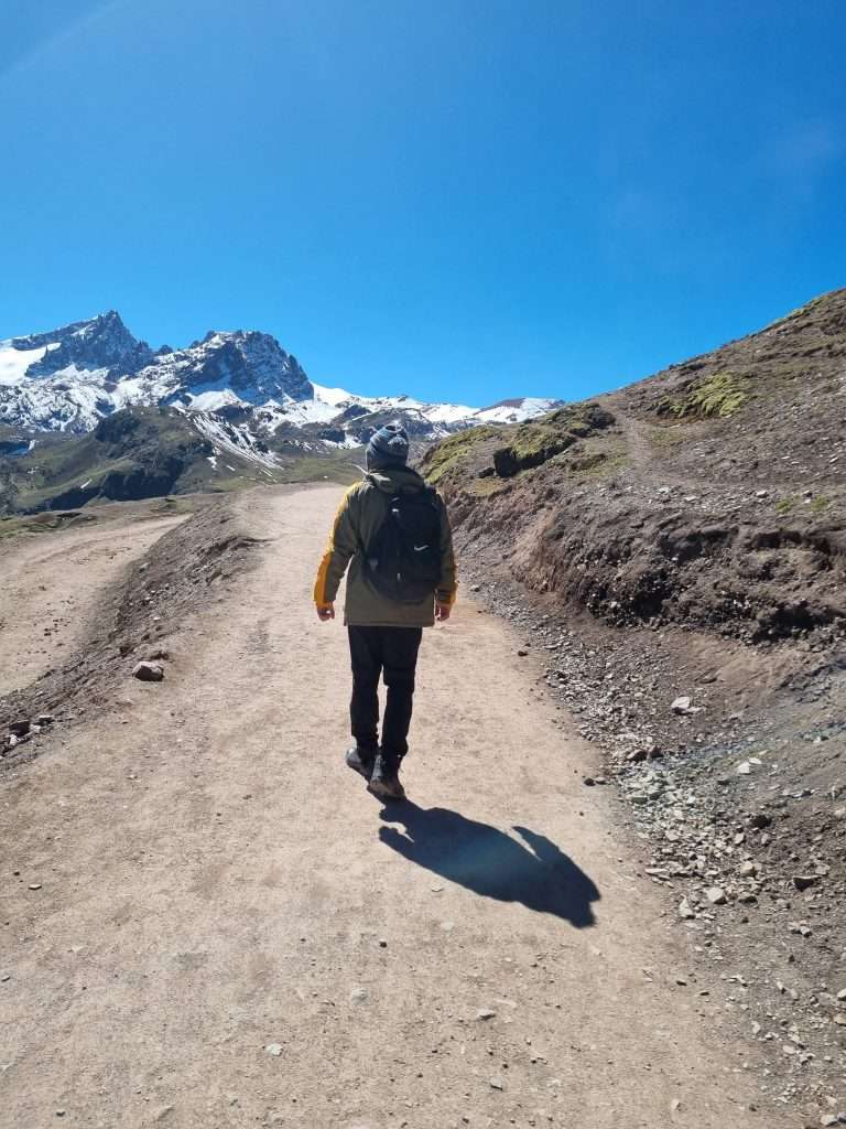 walking on rainbow mountain trail