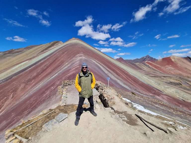 on the top of rainbow mountain