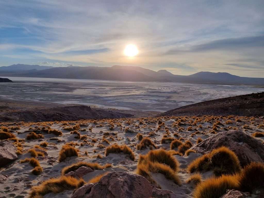 bolivia sunset lagoon