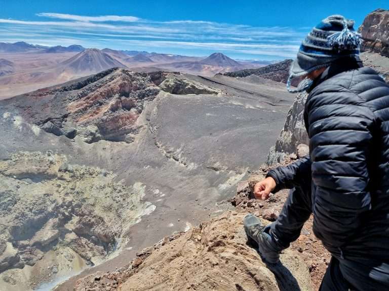at the top of the lascar volcano, atacama chile