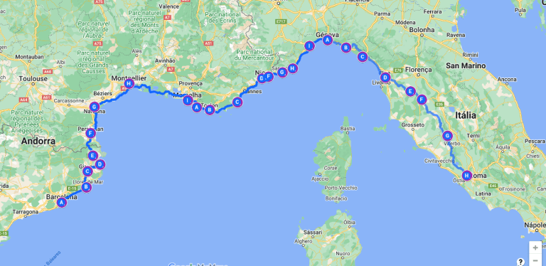 planning map barcelona to rome